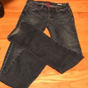 Boot cut regular wash jeans. “Broken in”